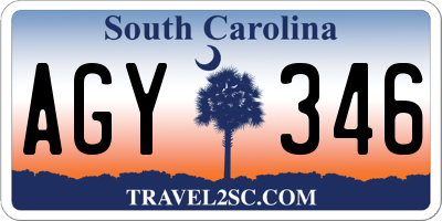 SC license plate AGY346