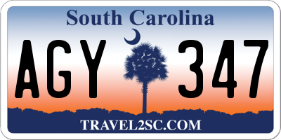 SC license plate AGY347