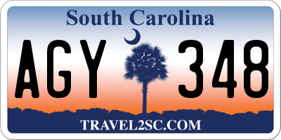 SC license plate AGY348
