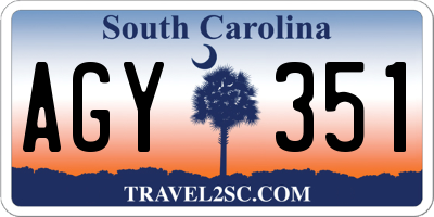 SC license plate AGY351