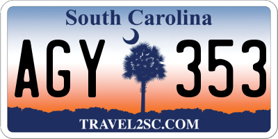 SC license plate AGY353