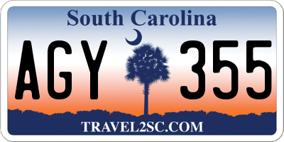 SC license plate AGY355