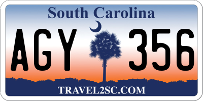 SC license plate AGY356