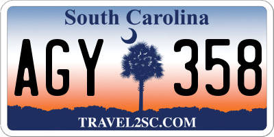 SC license plate AGY358