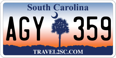 SC license plate AGY359