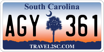 SC license plate AGY361