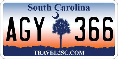 SC license plate AGY366