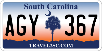 SC license plate AGY367