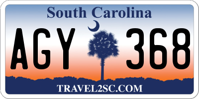 SC license plate AGY368