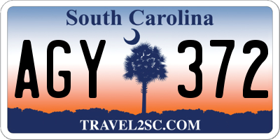SC license plate AGY372