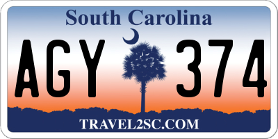 SC license plate AGY374