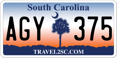 SC license plate AGY375
