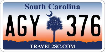 SC license plate AGY376