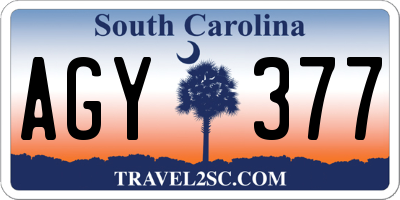 SC license plate AGY377