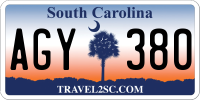 SC license plate AGY380