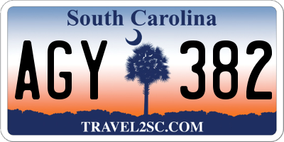 SC license plate AGY382