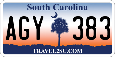 SC license plate AGY383