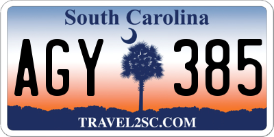 SC license plate AGY385
