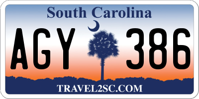 SC license plate AGY386