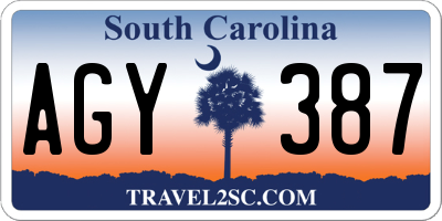 SC license plate AGY387