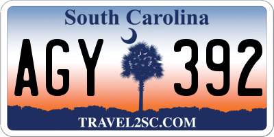 SC license plate AGY392