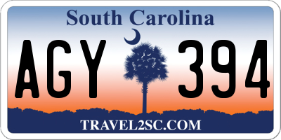 SC license plate AGY394