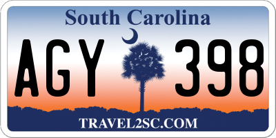 SC license plate AGY398