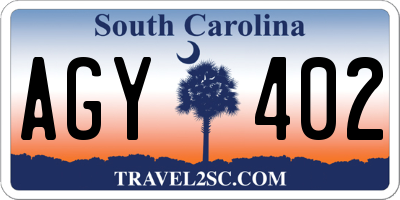 SC license plate AGY402