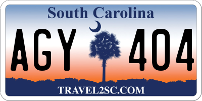 SC license plate AGY404