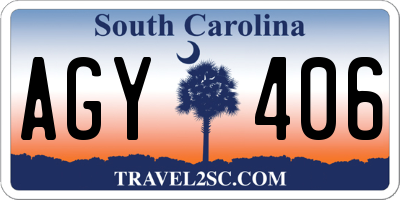 SC license plate AGY406