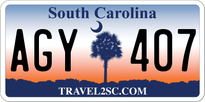 SC license plate AGY407