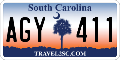 SC license plate AGY411