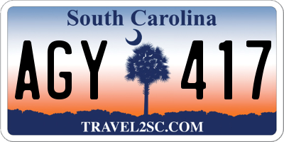 SC license plate AGY417