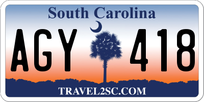 SC license plate AGY418