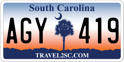 SC license plate AGY419