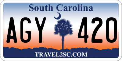 SC license plate AGY420