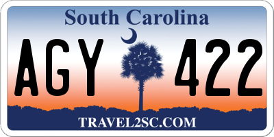 SC license plate AGY422