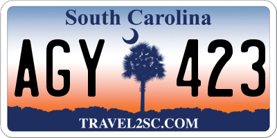 SC license plate AGY423