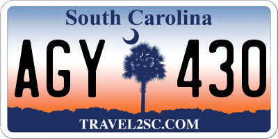 SC license plate AGY430