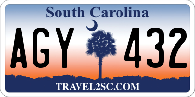 SC license plate AGY432