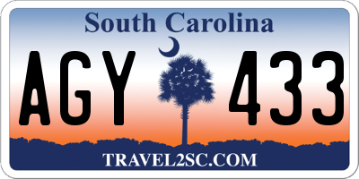 SC license plate AGY433