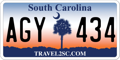 SC license plate AGY434
