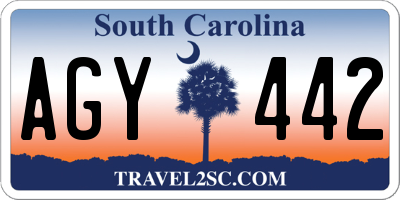 SC license plate AGY442