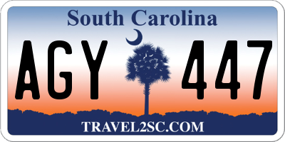 SC license plate AGY447