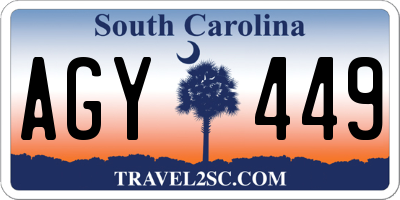 SC license plate AGY449