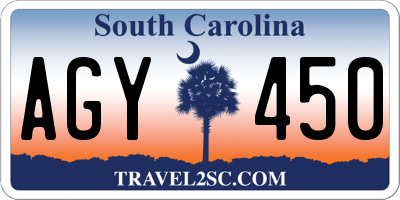 SC license plate AGY450