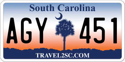 SC license plate AGY451