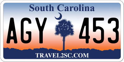SC license plate AGY453
