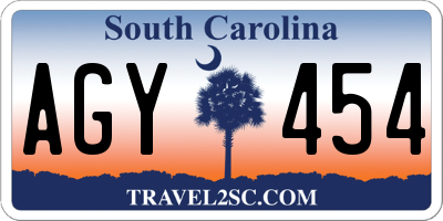 SC license plate AGY454