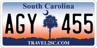 SC license plate AGY455
